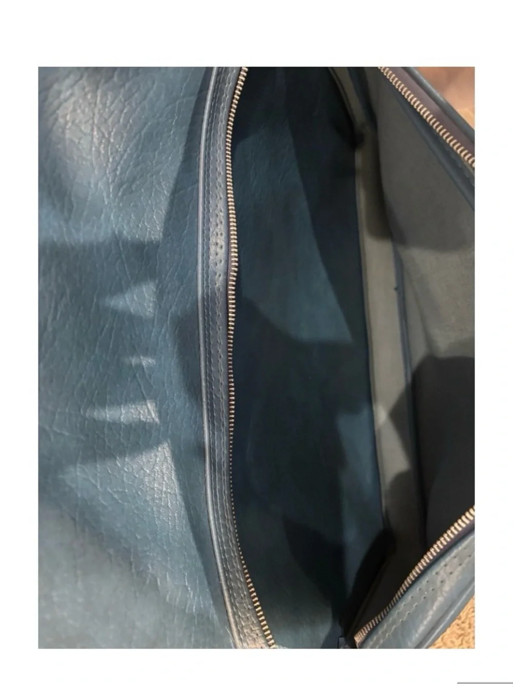 Vintage Vinyl Faux Leather Folding Garment Bag BLUE